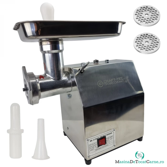 Masina de tocat carne, profesionala, Craft-Tec MK-12, 1500W, 250 Kg h, Inox la 799.00 lei ron