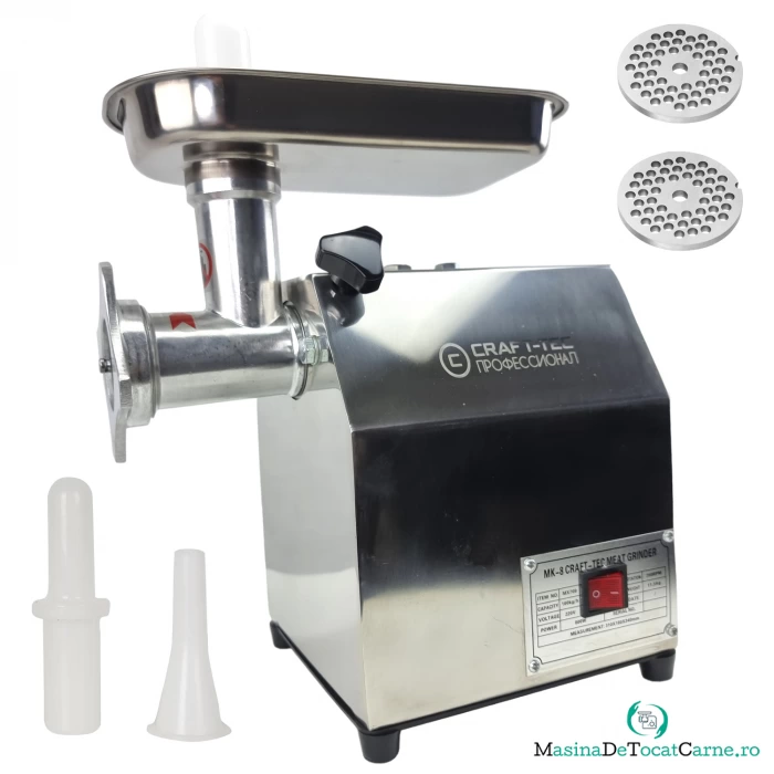 Masina de tocat carne, profesionala, Craft-Tec MK-8, 800W, 100 Kg h, Inox la 599.00 lei ron
