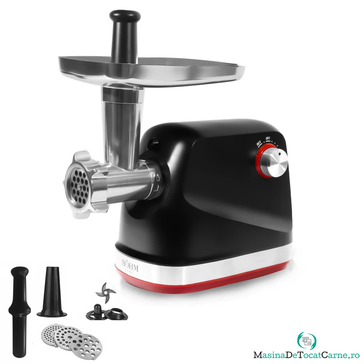 Masina de tocat carne BOHM, 800-1800W, Productivitate 1.8 kg min., 3 site incluse, Accesoriu carnati, chiftele la 298.00 lei ron
